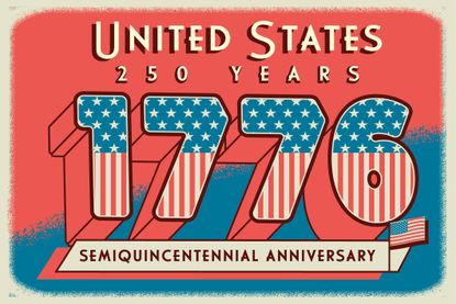 Vector illustration of a United States 250 Years 1776 2026 Anniversary retro postcard design.