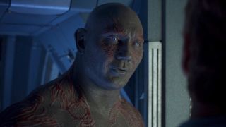 Drax giving Star-Lord love advice in Guardians 2