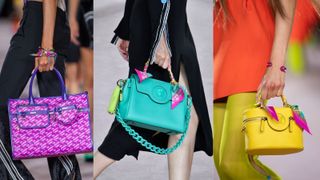 bright color bags from Versace on the runway