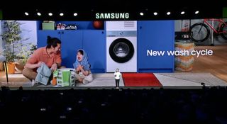 Samsung washing machine with less microplastics cycle