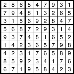 A solved sudoku.