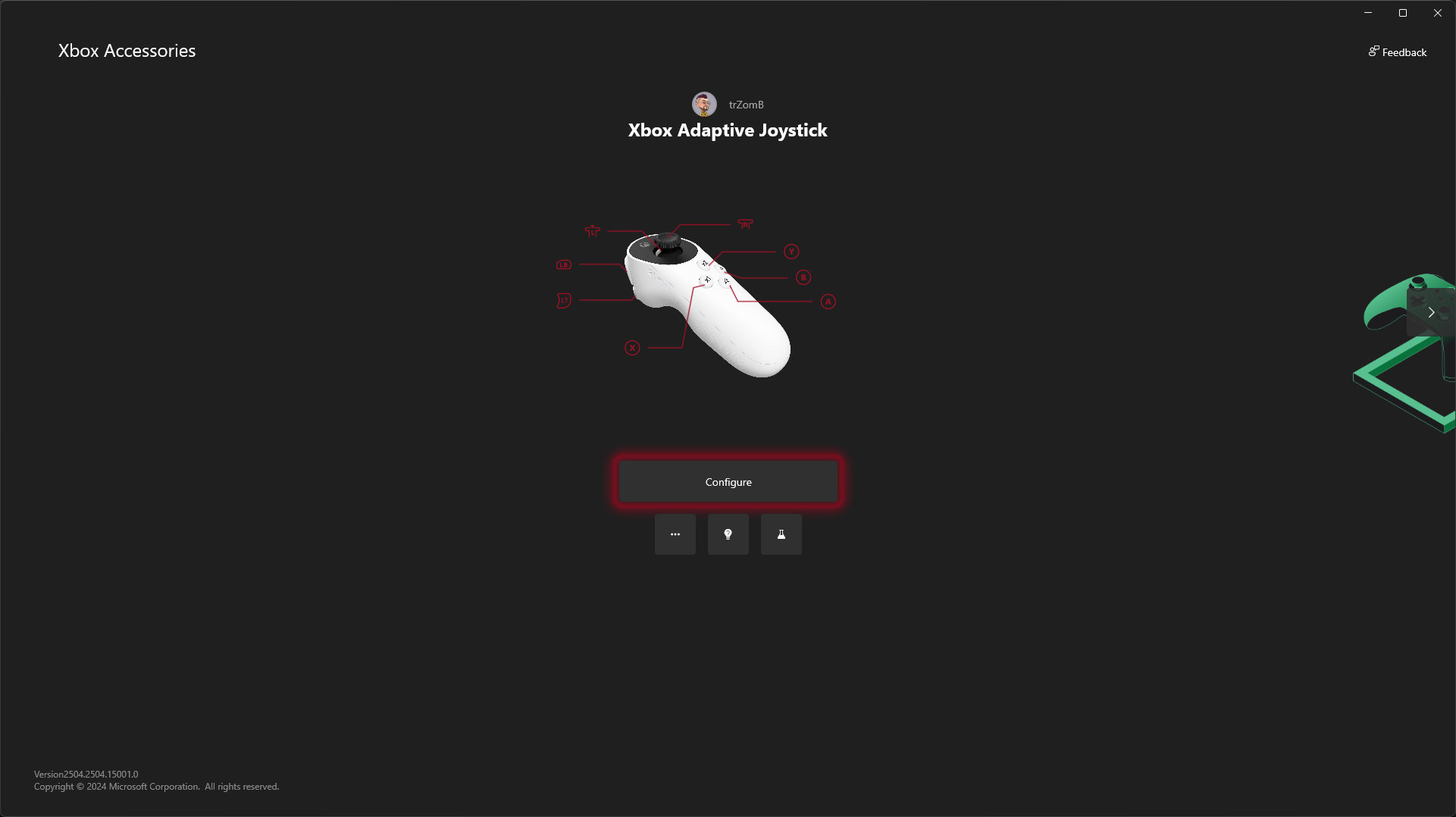 Xbox Adaptive Joystick settings in Xbox Accessories app on Windows 11