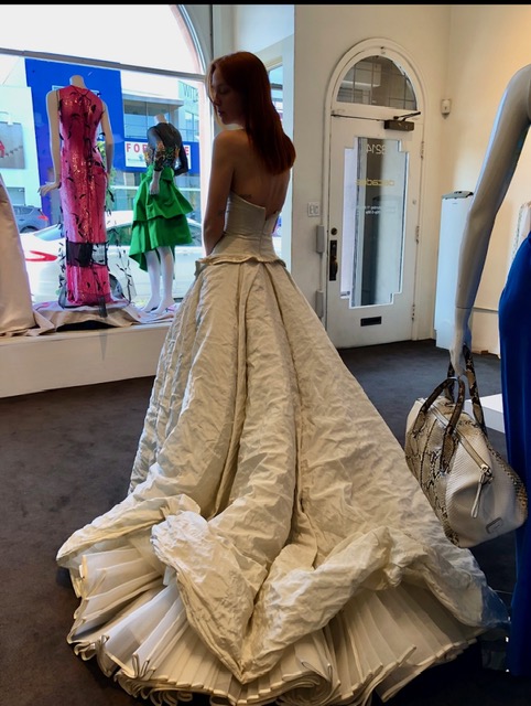 Woman in voluminous gown