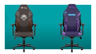 Secretlab Titan Evo (The Witcher 3 and Fortnite models) next to each other