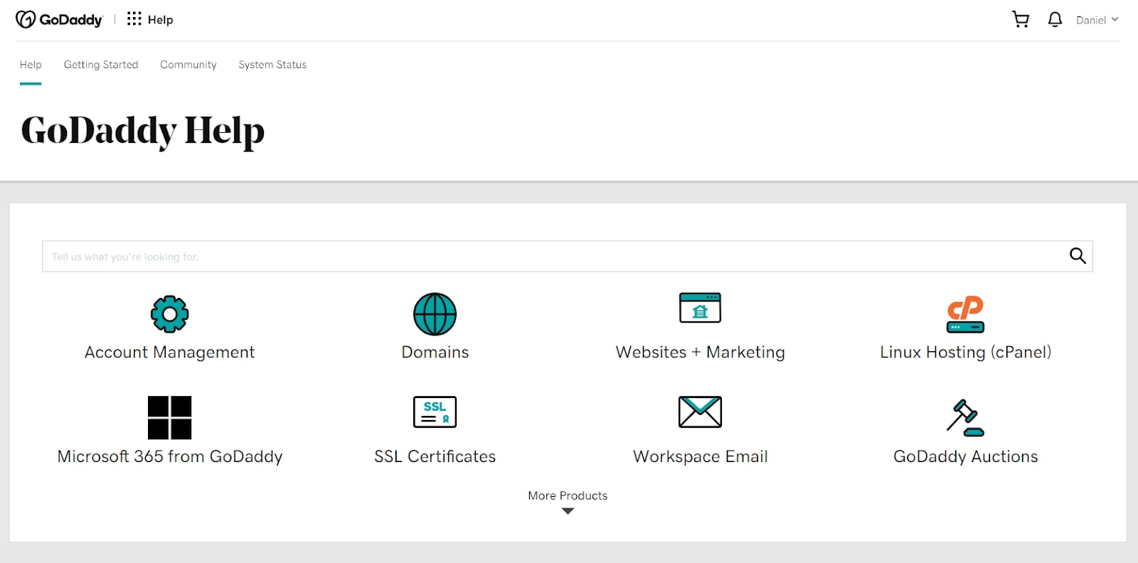 GoDaddy's help portal