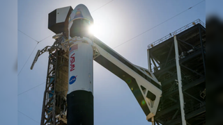 NASA's SpaceX Crew-13 rocket sits on the launch pad.