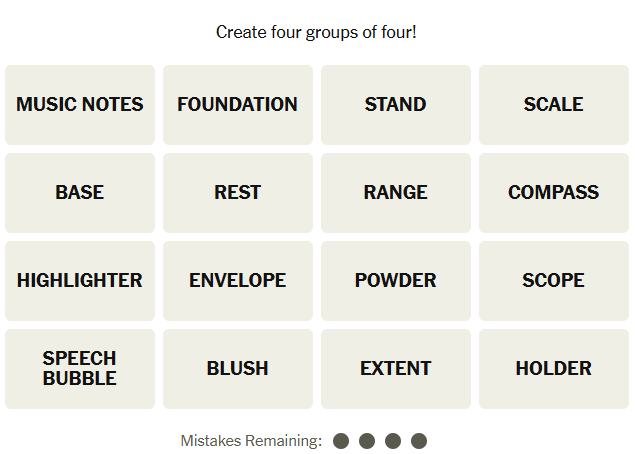 The New York Times Connections puzzle on November 11, 2025