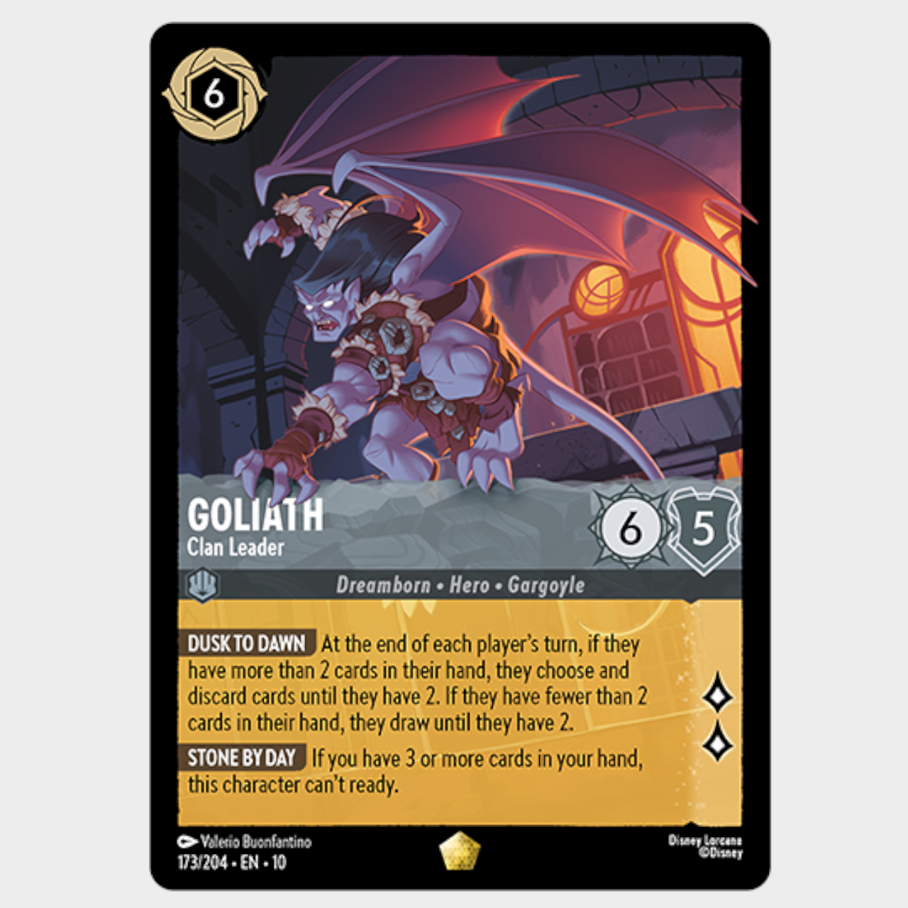 Disney Lorcana Gargoyles card on a plain background
