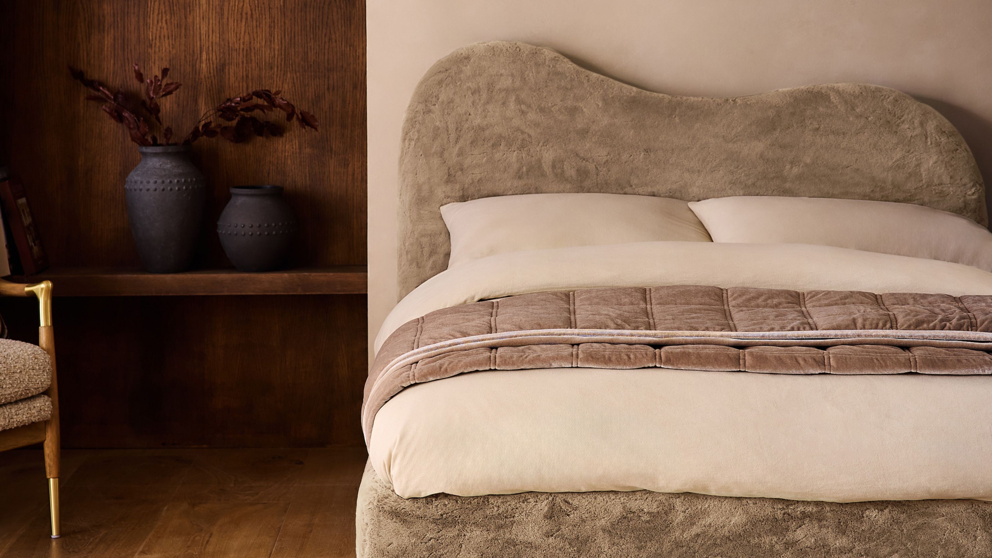 Next's Oslo Faux Fur Mink Brown Elsie Upholstered Bed Frame