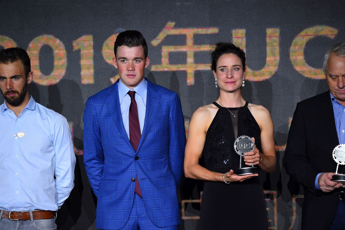 Mads Pedersen and Marianne Vos at the UCI Cycling Gala in Guilin