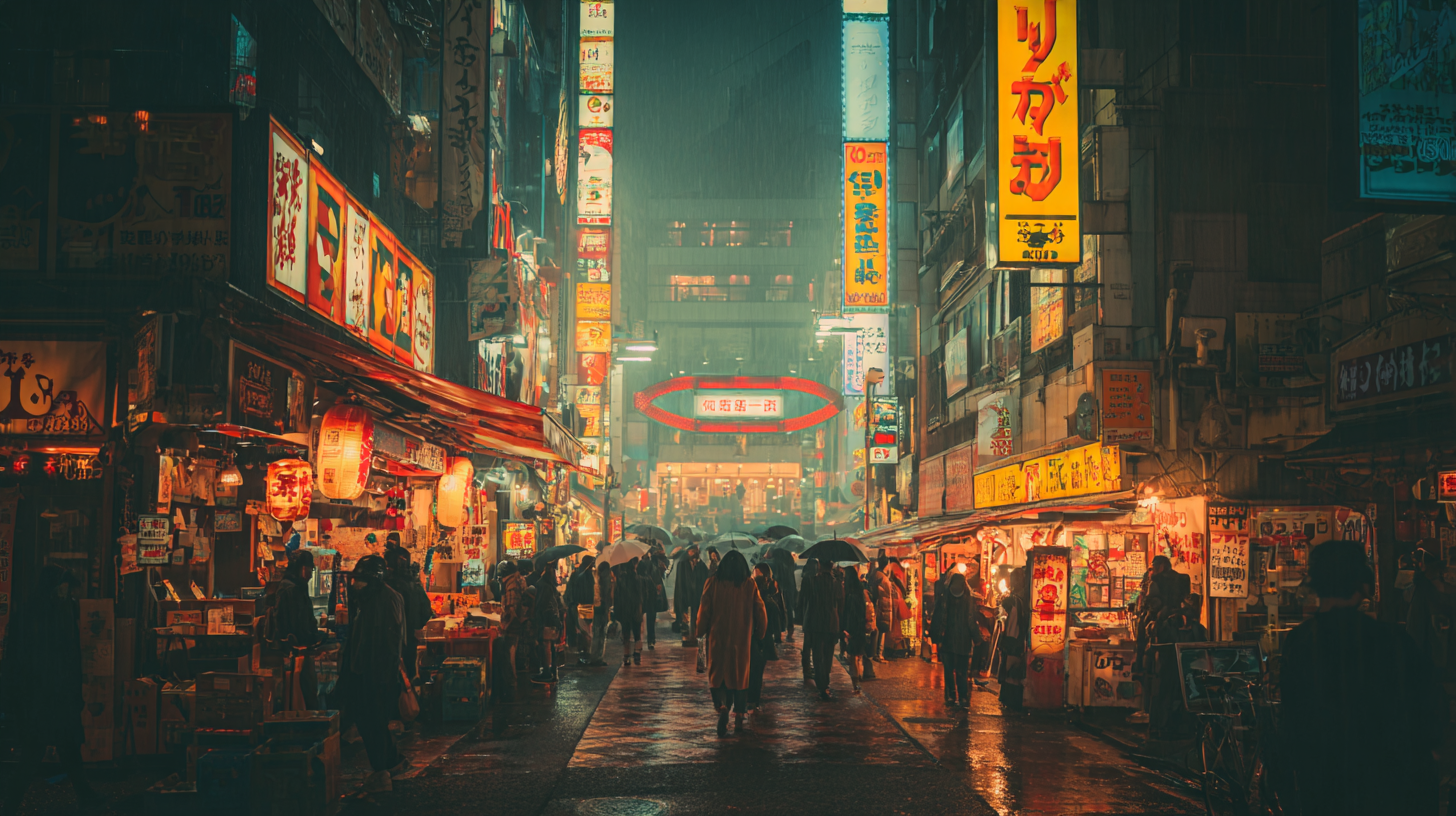 Midjourney image of cyberpunk Japan