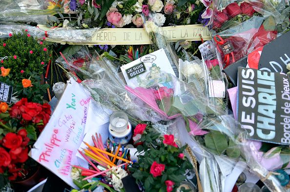 A Charlie Hebdo memorial in Paris.