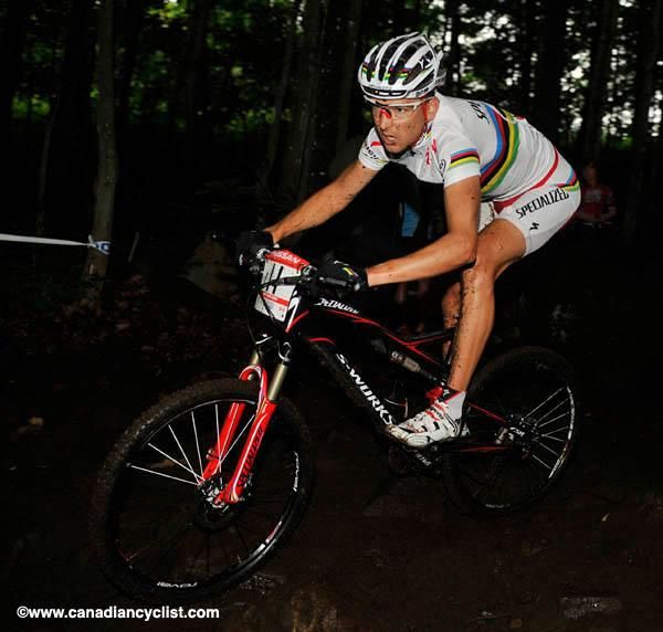 Christoph Sauser has a tough time on the challenging circuit.