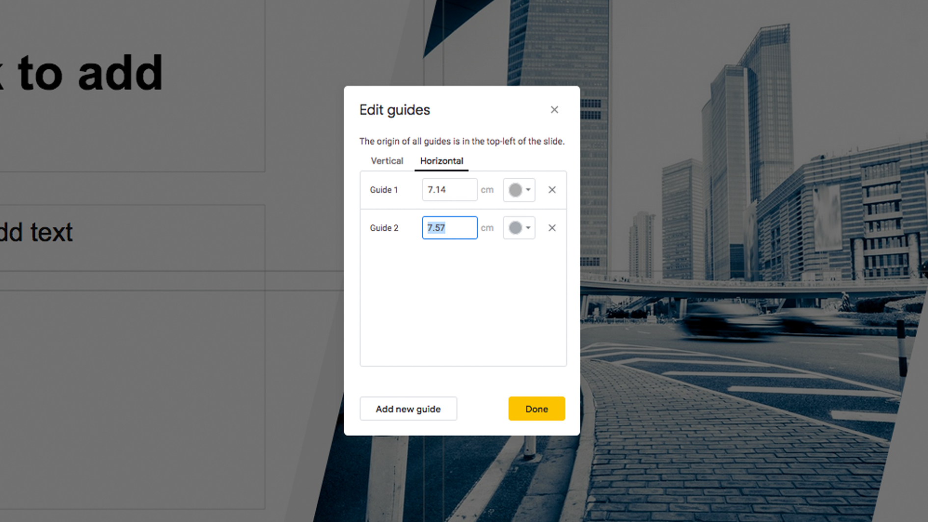 Google Slides adding guides