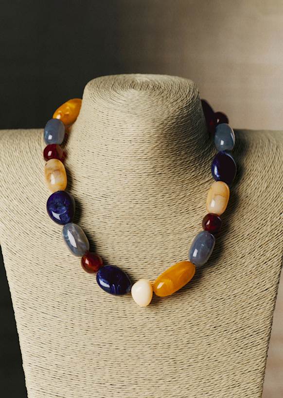 Morgane Necklace - Multi Ocean Blue - Resin - S&amp;eacute;zane