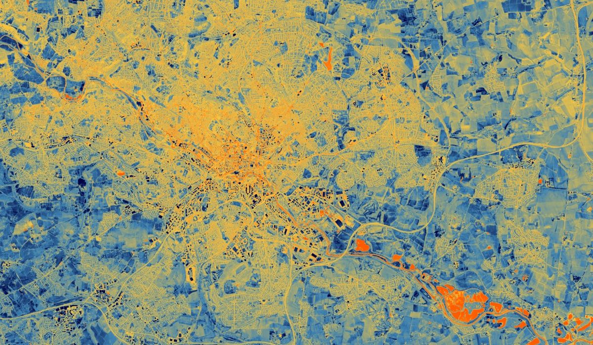 The satellite image of the thermal insulation of homes in Leeds