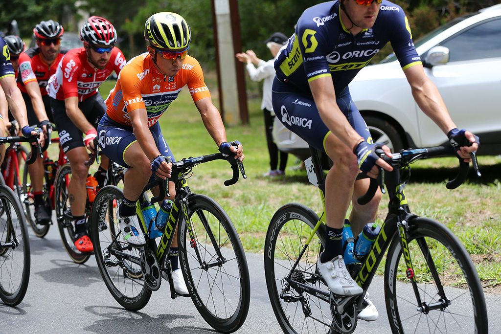 Caleb Ewan (Orica-Scott) in the ochre jersey