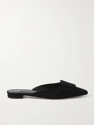 Maysale Buckled Suede Point-Toe Flats