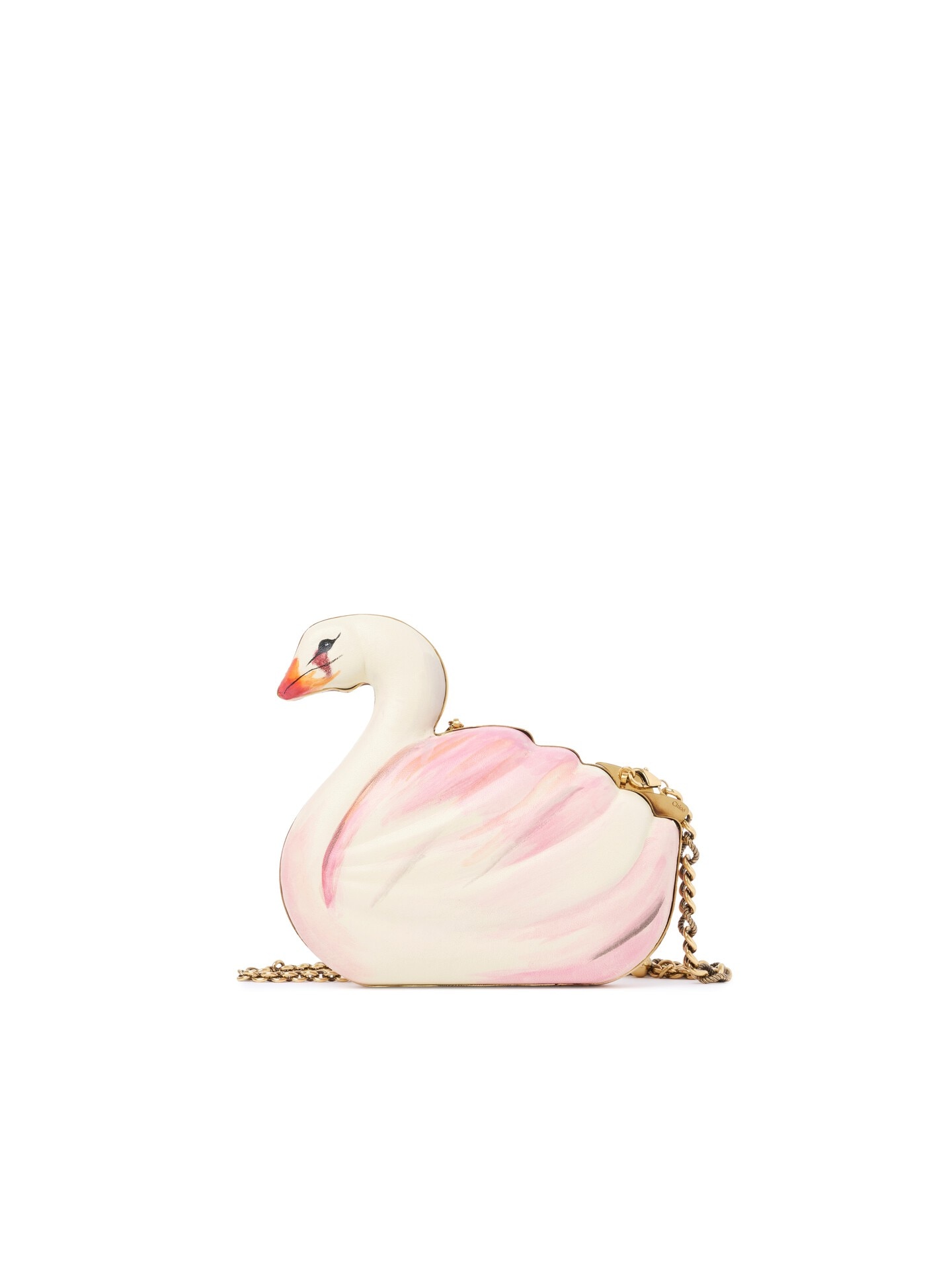 Chlo&eacute; Tropicus Swan Minaudi&egrave;re in Hand-Painted Leather