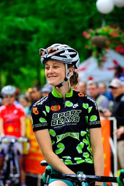 Erinne Willock (Webcor) shows off the Sport Beans Queen of the Hill Jersey