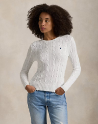 Ralph Lauren Cable-Knit Cotton Crewneck Sweater