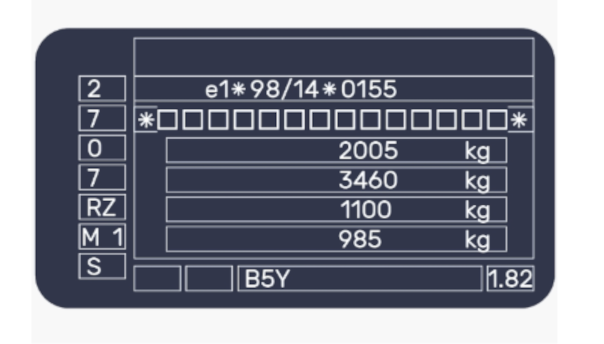Vehicle weight plate example