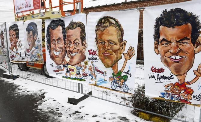 This was the closest that some fans got to their fans at Kuurne-Brussels-Kuurne after it was cancelled