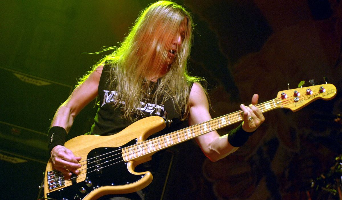 James LoMenzo performs with Megadeth at the San Jose State Event Center on May 19, 2008 in San Jose, California