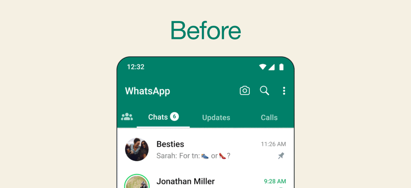 Animace změn v aplikaci WhatsApp