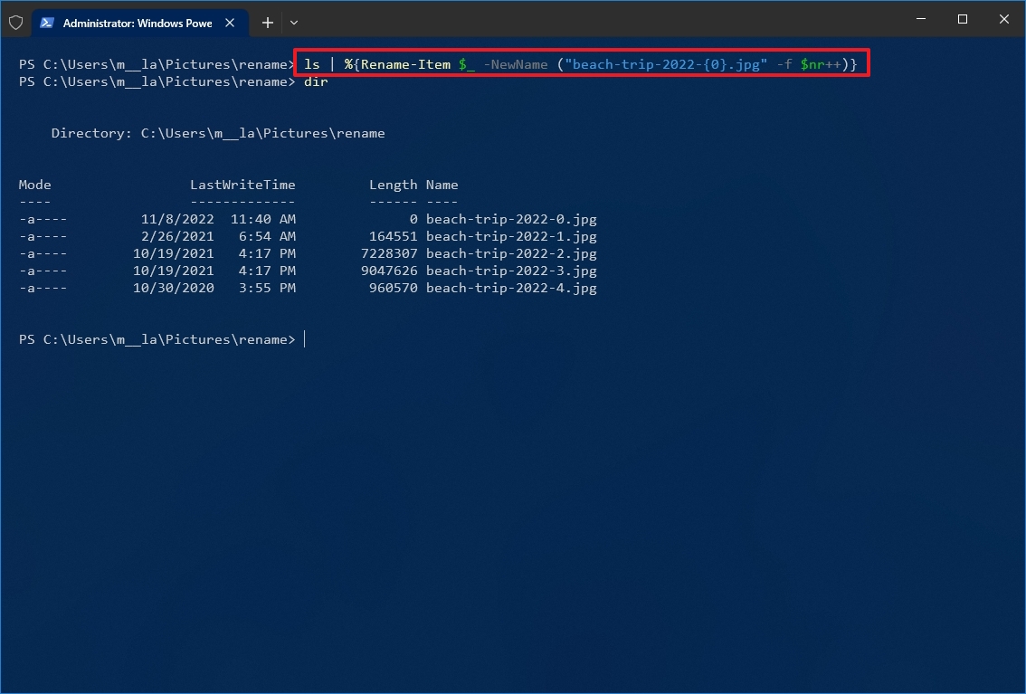 PowerShell bulk rename multiple files