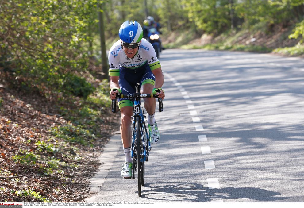 Simon Clarke (Orica GreenEdge) on the attack in Amstel Gold Race