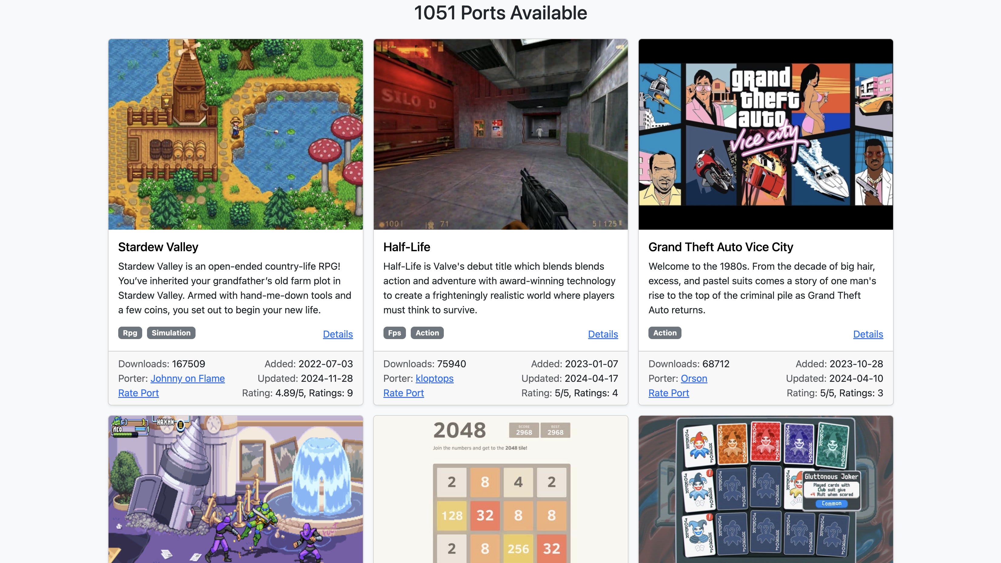 Most Downloaded PortMaster games