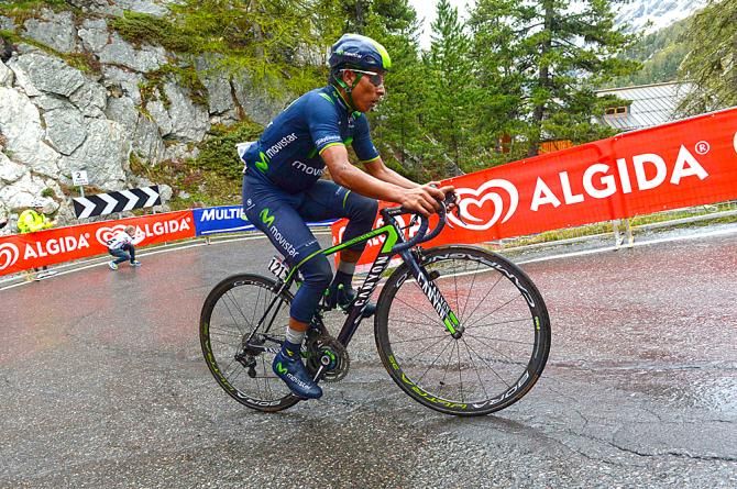 Nairo Quintana (Movistar) on his way to the stage win and pink jersey