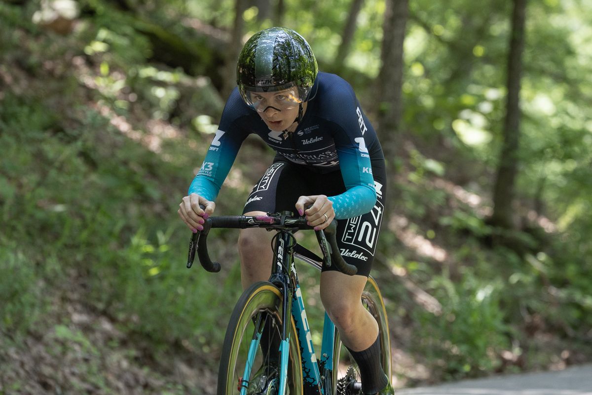 Emily Ehrlich (Virginias Blue Ridge Twenty24) finished 4th on the stage and moved into 2nd place overall GC.