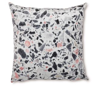 Terrazo-print cushion in grey and pink