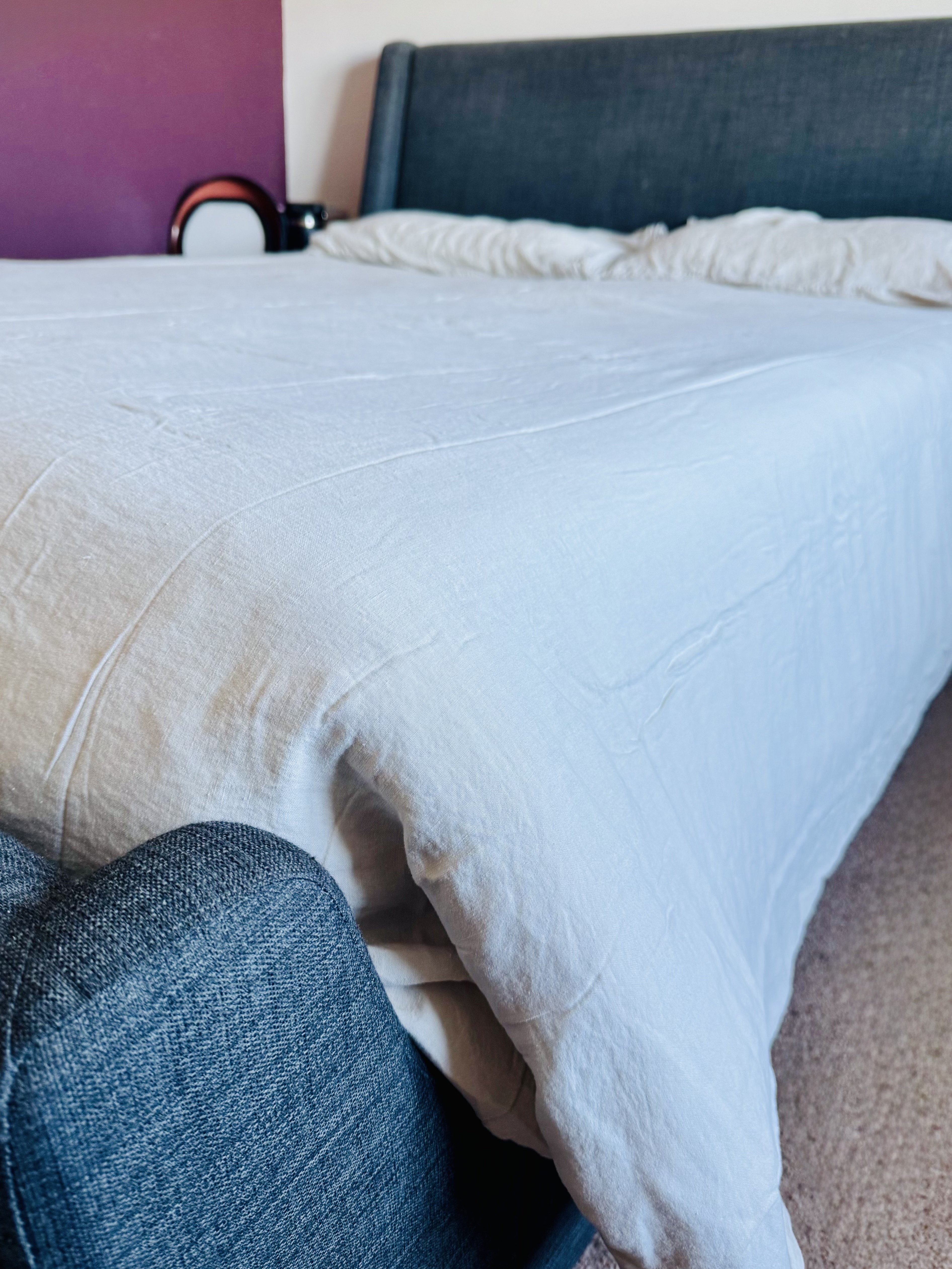 Simba Cool Linen Bedding pictured on writer Heidi Scrimgeour's bed during testing
