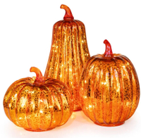 5. The Holiday Aisle Set of 3 Lighted Mercury Glass Pumpkins | Was $75.99