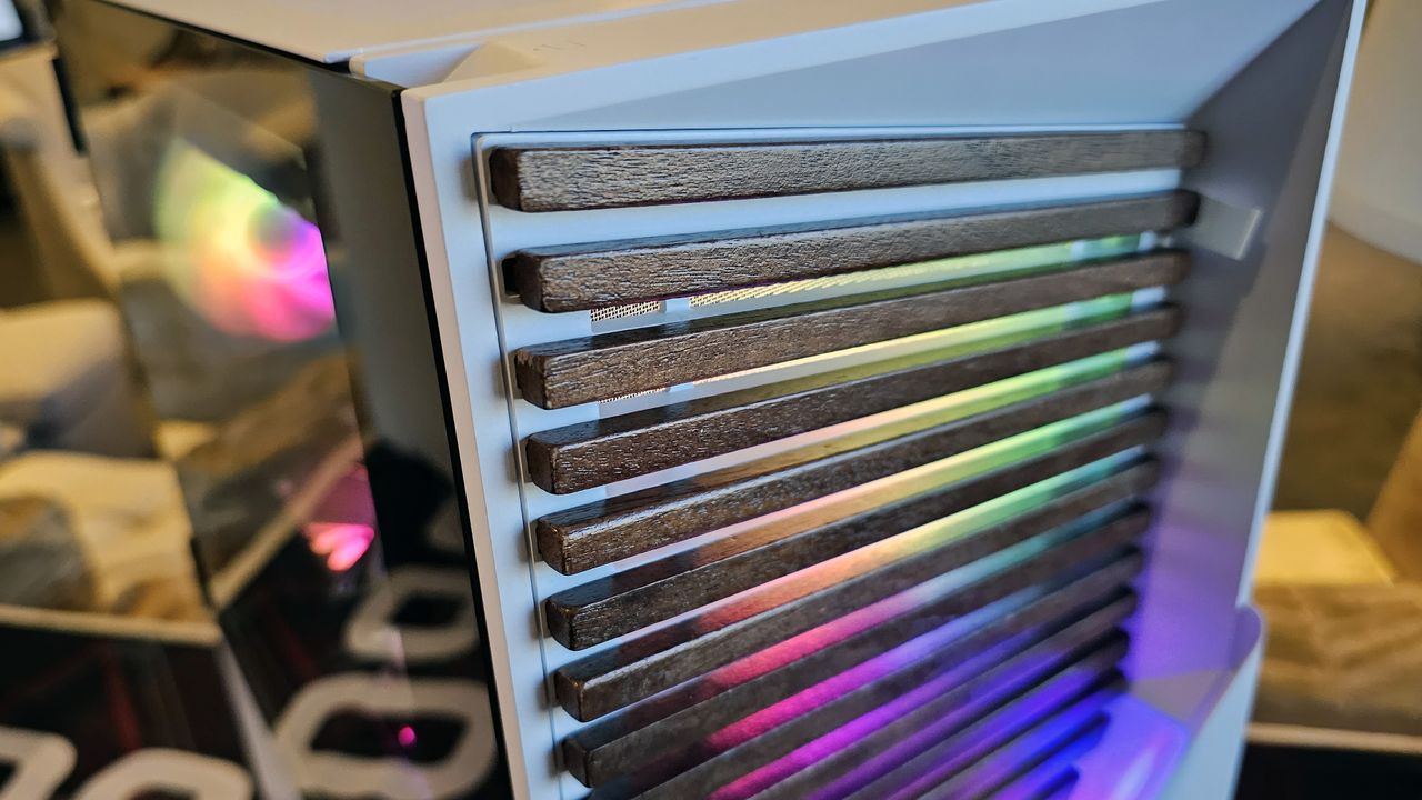 CyberPower Amethyst 360S desktop with wood front and RGB lighting