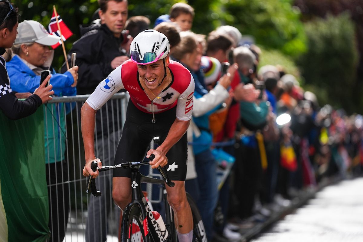 Picture by Zac Williams/SWpix.com - 27/09/2024 - 2024 UCI Road and Para-cycling Road World Championships, Zurich, Switzerland - Men Under 23 Road Race - Jan Christen (Switzerland)