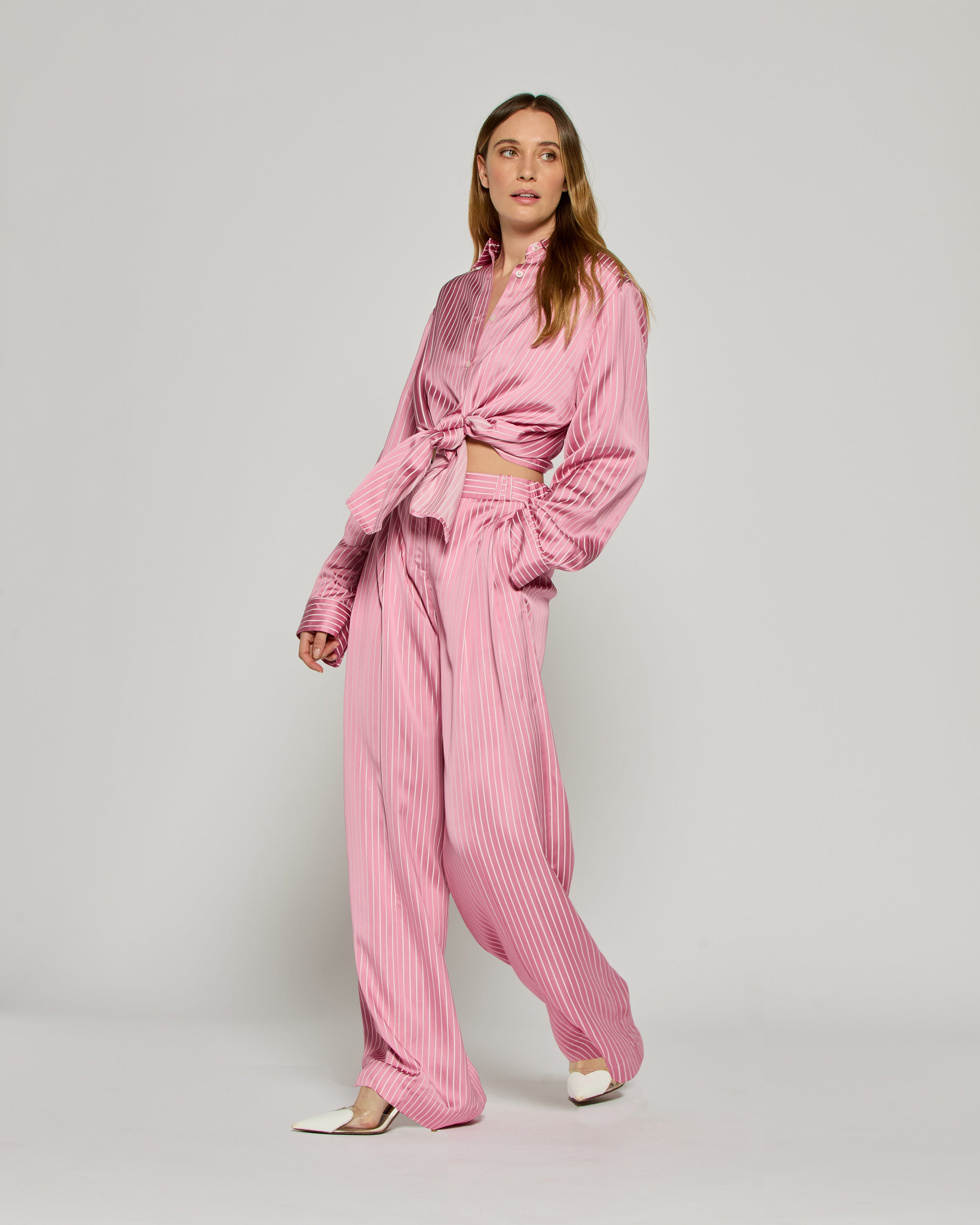 Serena Bute London Satin Stripe Serena Trouser - Pink for Women Ladies