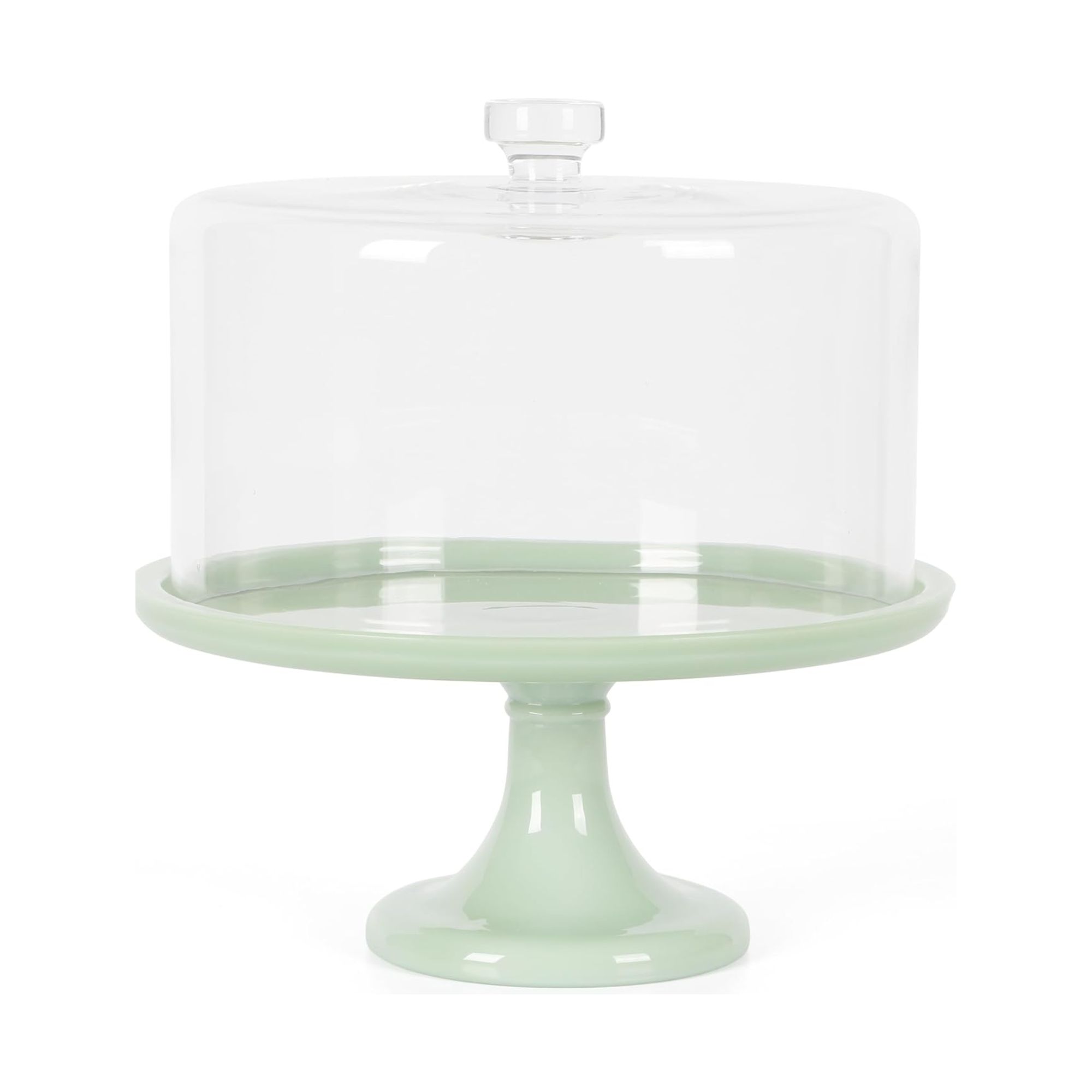 Jadeite cake stand with glass dome