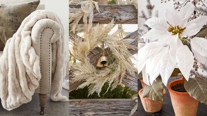 A three-panel image showing some of the best winter decor deals