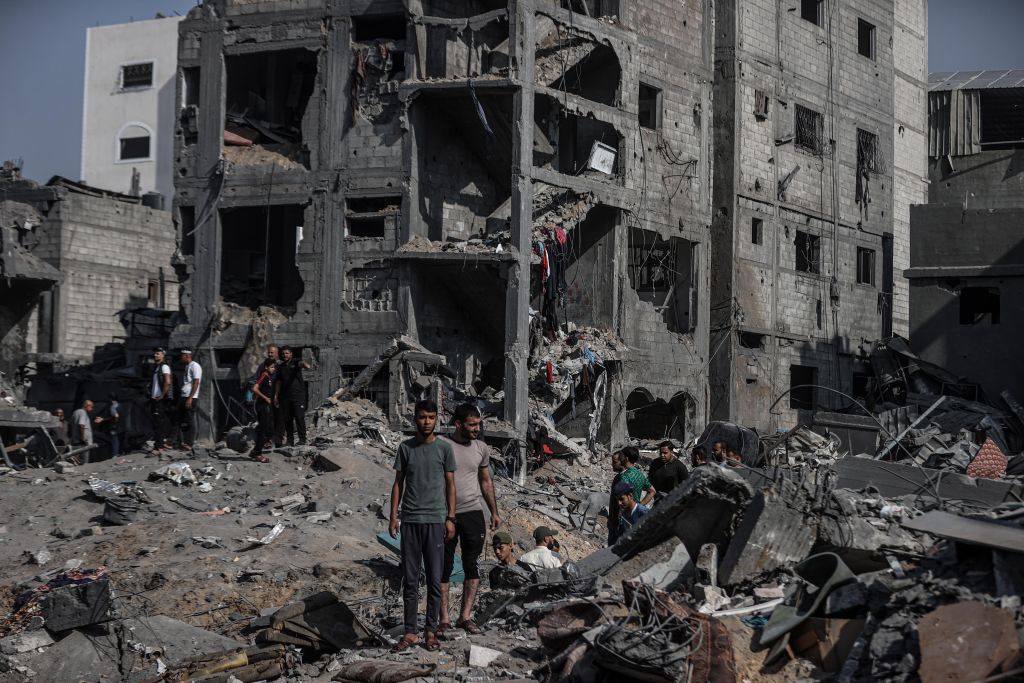 A view of the area after the second bombardment of the Israeli army in the last 24 hours at Jabaliya refugee camp in Gaza City, Gaza