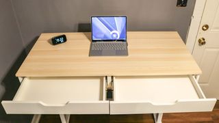 Realspace Smart Electric Height-Adjustable Desk drawers