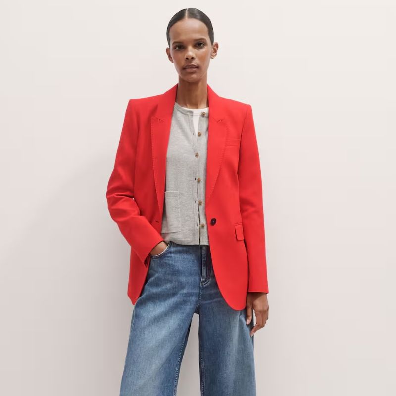 Me+Em Pop Colour Sharp Shoulder Straight Blazer