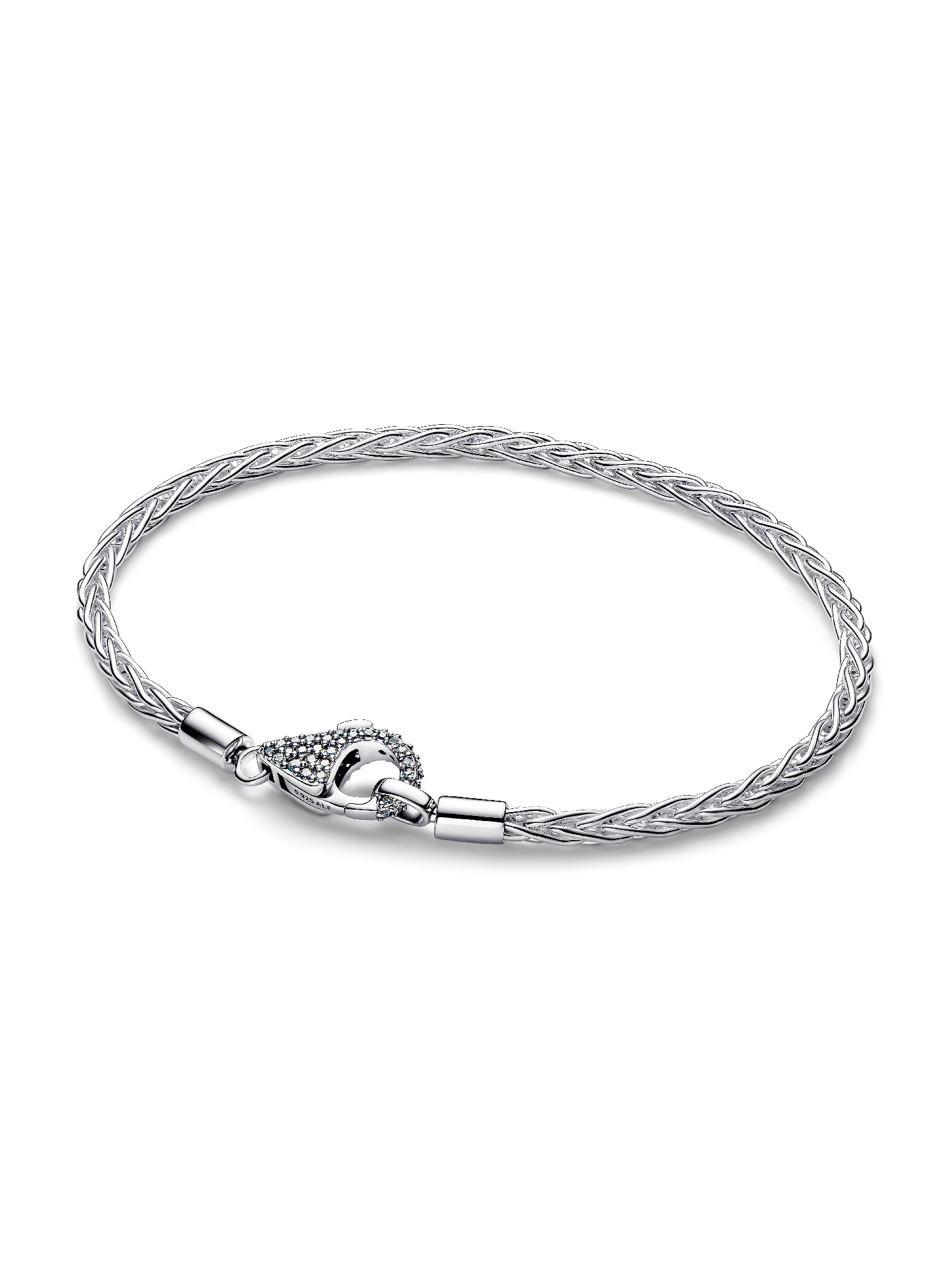 Pav&amp;eacute; Clasp Foxtail Chain Charm Bracelet