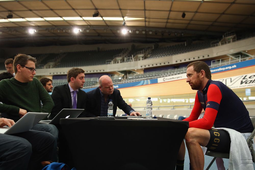 Bradley Wiggins meets the press Tuesday in London.