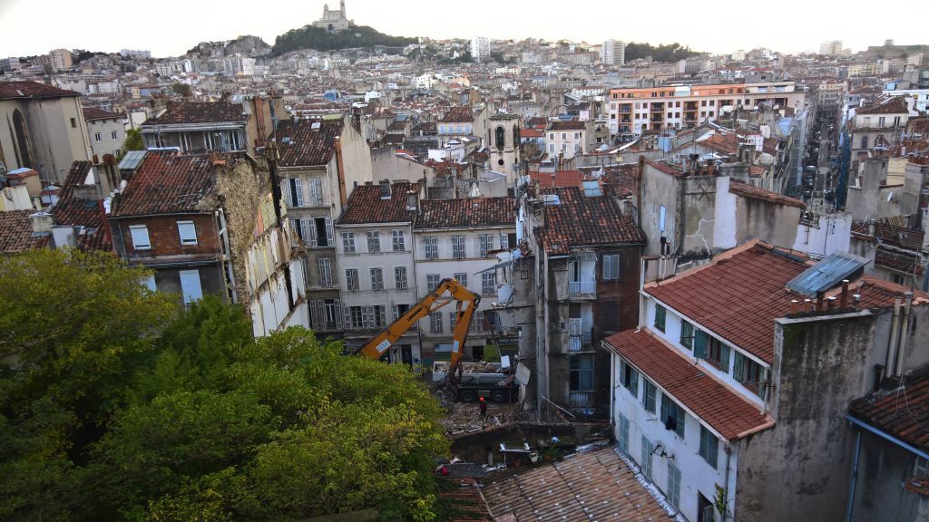 The aftermath of a building collapse in Marseille, France