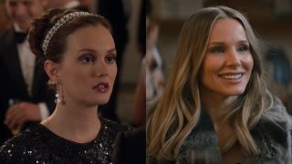 From left to right: Leighton Meester as Blair in Gossip Girl and Kristen Bell smiling in Nobody Wants This.