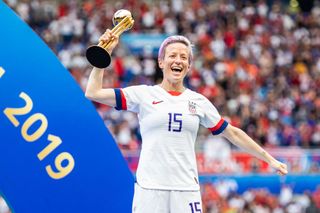 Megan Rapinoe of United States Women celebrating with the World Cup